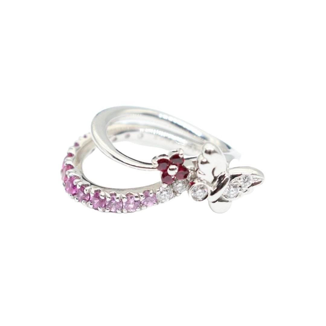人気海外ブランドアイテム|ファッション通販 0.22ct ダイヤモンド ルビー0.1ct 0.82ct ピンクサファイヤ K18WG リング 指輪 (01169) その他