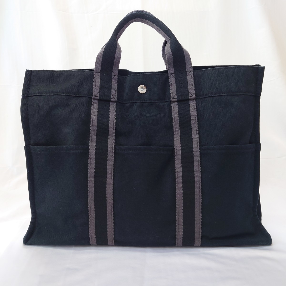 低価格で大人気のバッグHERMES エルメス フールトゥ GM キャンバス トートバック 黒 外B 内B 1