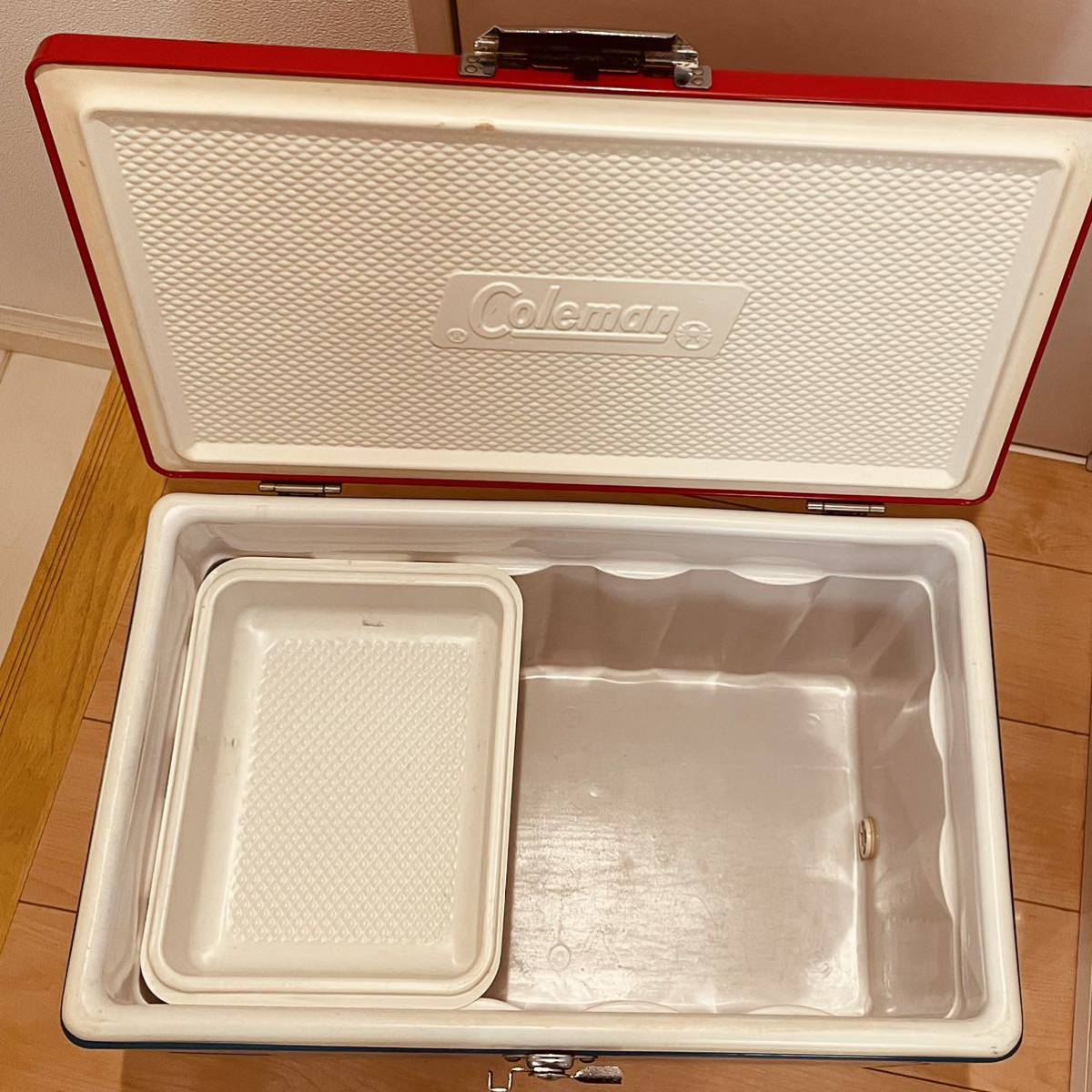  супер супер высшее редкость Vintage Coleman трехцветный cooler-box Coleman steel ремень 