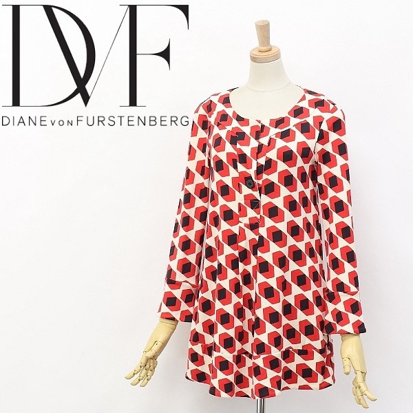 ◆DIANE von FURSTENBERG/ダイアンフォン ファステンバーグ GABY TUNIC 総柄 シルクジャージー チュニック トップス 0_画像1