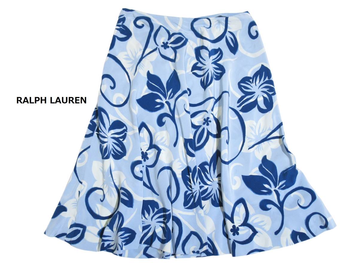  Ralph Lauren Ralph Lauren замечательный * шелк 100% общий рисунок юбка 9