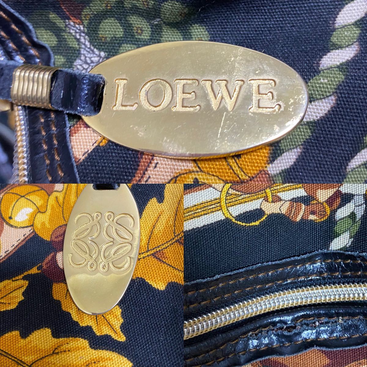 LOEWEロエベ お洒落総柄ボストンバッグ ショルダー付