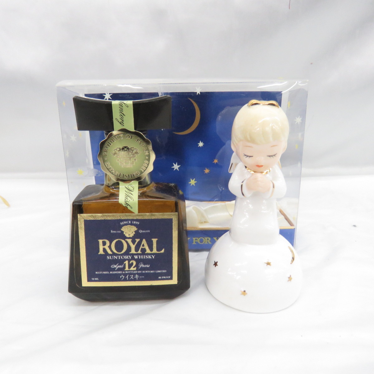 【未開栓】SUNTORY サントリー ROYAL ローヤル 12年 プレミアム ミニボトル ウイスキー 50ml 43％ 箱・陶器製天使の置物付 10922908