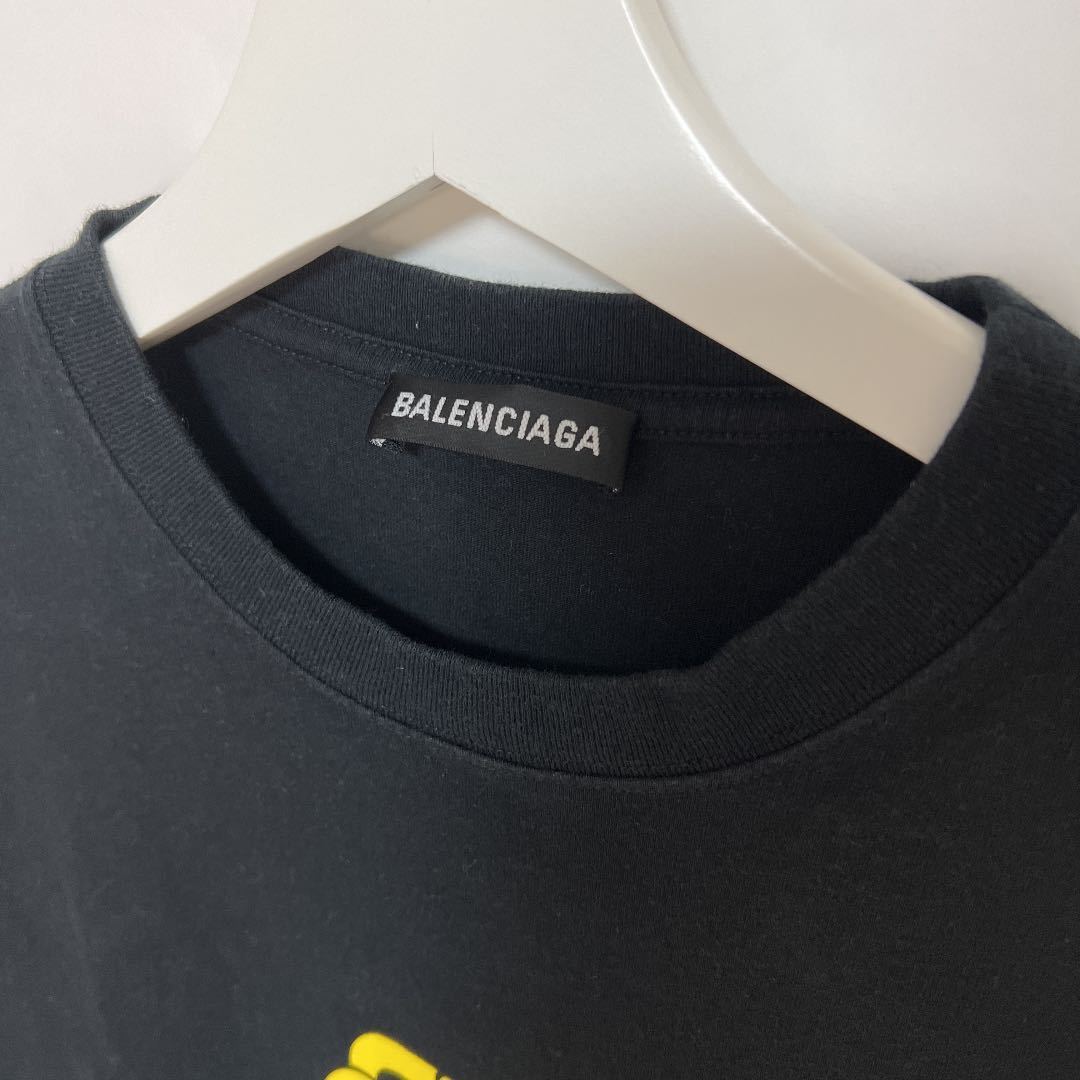 BALENCIAGA バレンシアガ BBロゴ クルーネック Tシャツ コットン ブラック M 578139 TEV48 1361 古着