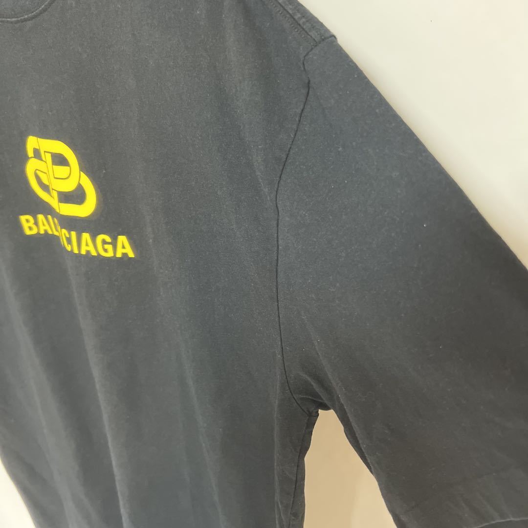 BALENCIAGA バレンシアガ BBロゴ クルーネック Tシャツ コットン ブラック M 578139 TEV48 1361 古着