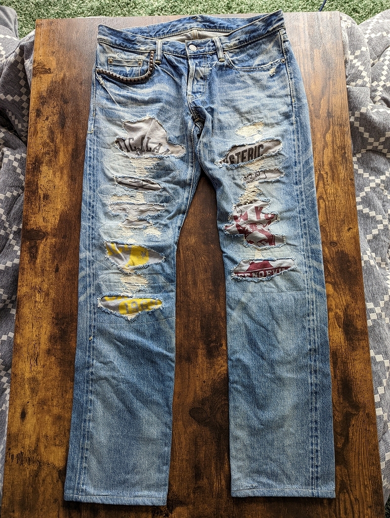 HYSTERIC GLAMOUR 10AW CPR加工デニム 32インチ 0204AP06 ガール