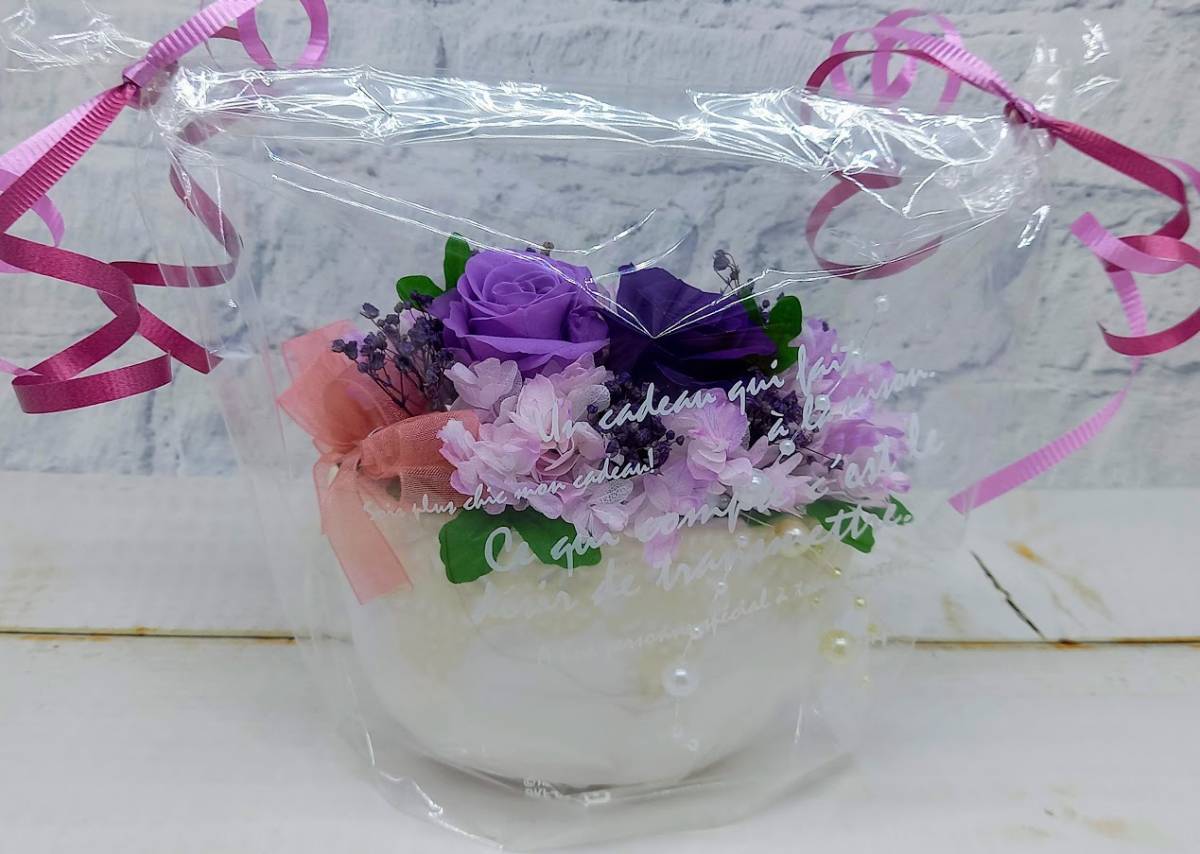 * price cut last 1 piece! preserved flower race oval ceramics pot rose purple birthday festival birth festival new building festival opening festival Mother's Day gift *