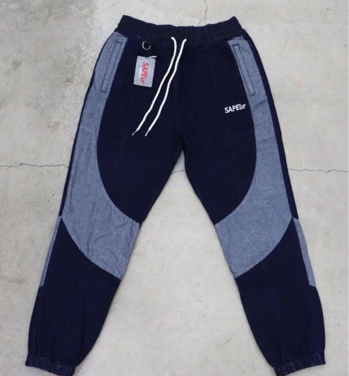 XLサイズ SAPEur サプール デニム トラックパンツ インディゴ XLサイズ SAPEur サプール デニム トラックパンツ インディゴ