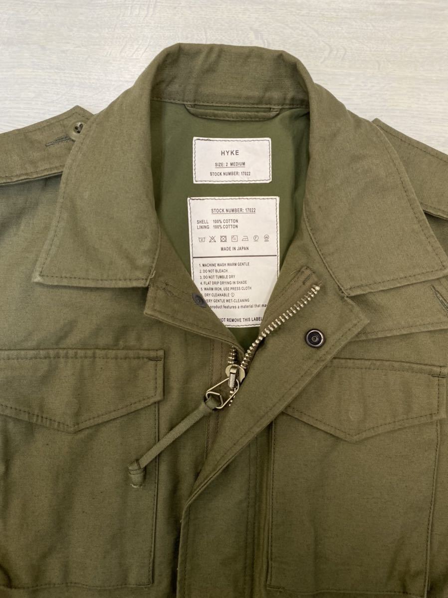 新品同様】HYKE ハイク ミリタリー ジャケット ブルゾン M-51 カーキ サイズ2 BIG FIT(オーバーサイズ)モデル レディース HYKE M-51 フィールド ジャケット カーキ ビッグシルエットS