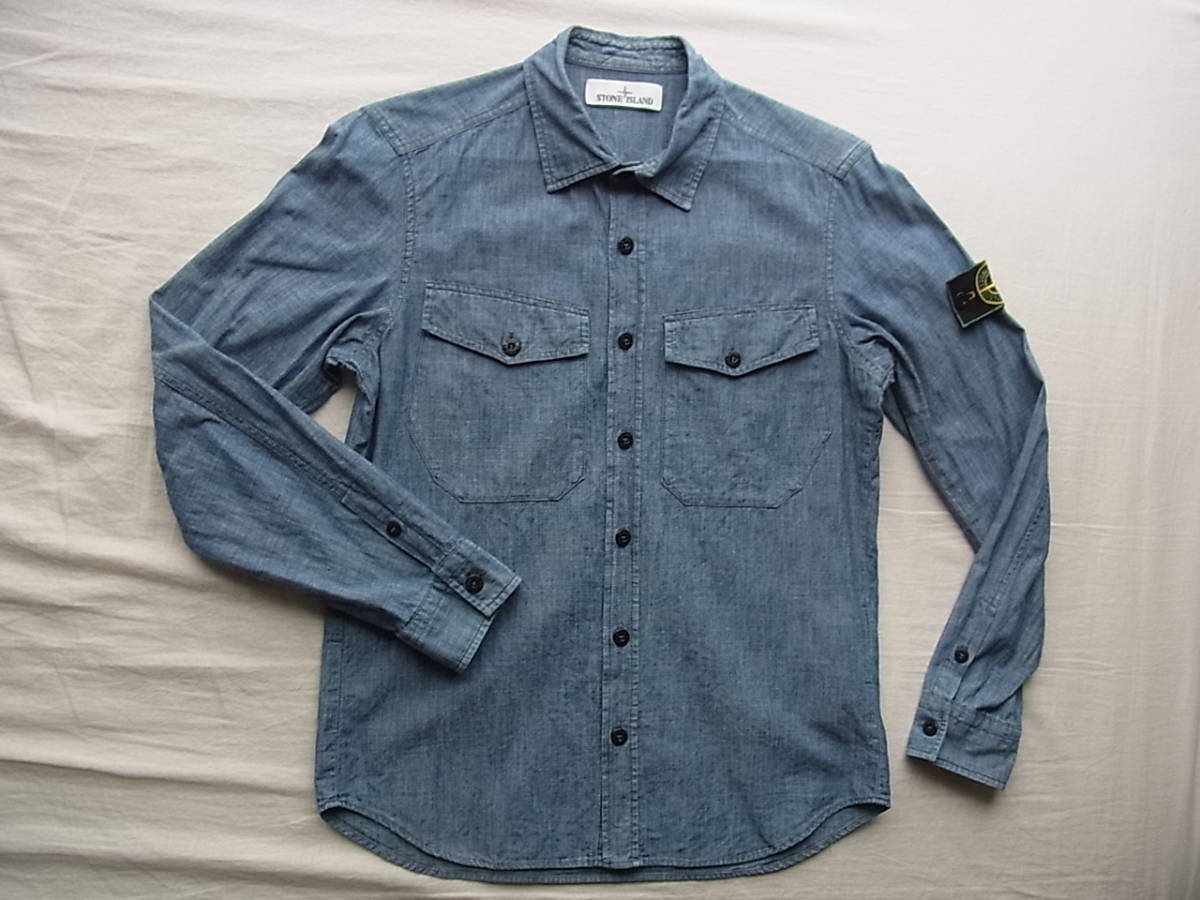 STONE ISLAND ストーン アイランド インディゴシャンブレー シャツ サイズ M