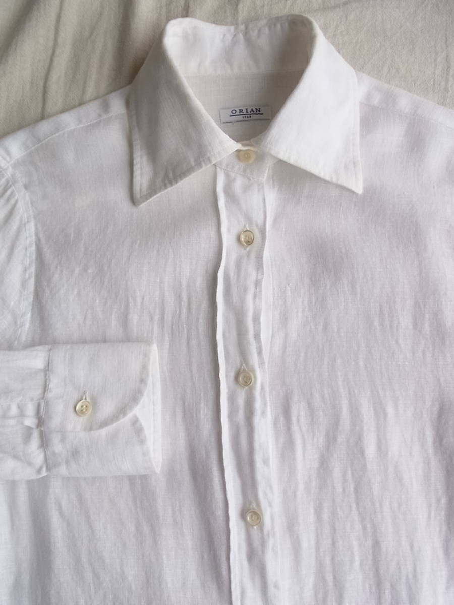 ORIAN オリアン リネン100% ホワイトシャツ　サイズ 38 made in italy_画像3