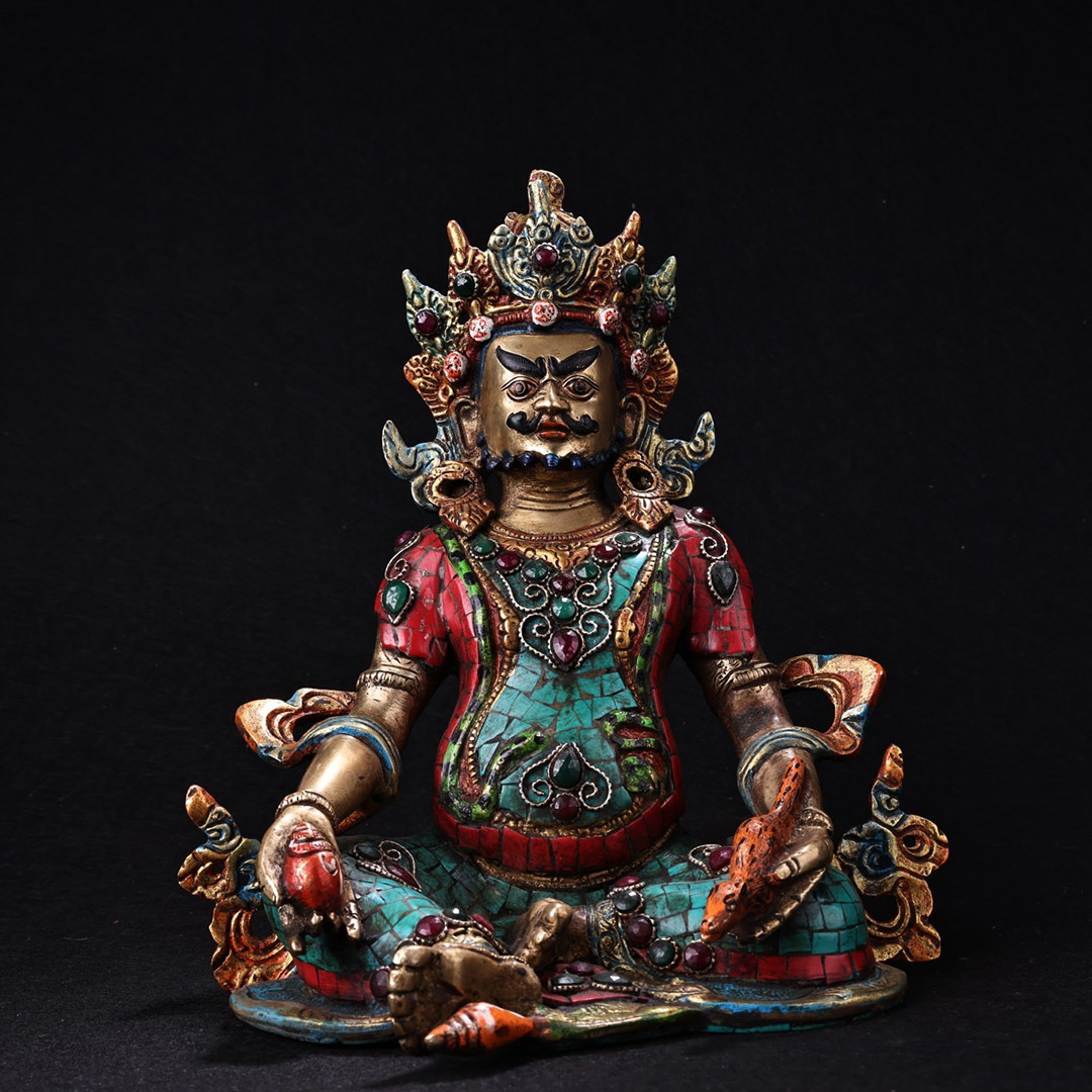 全商品オープニング価格！ チベット仏教 仏像黄財神座像 銅製品 彩繪
