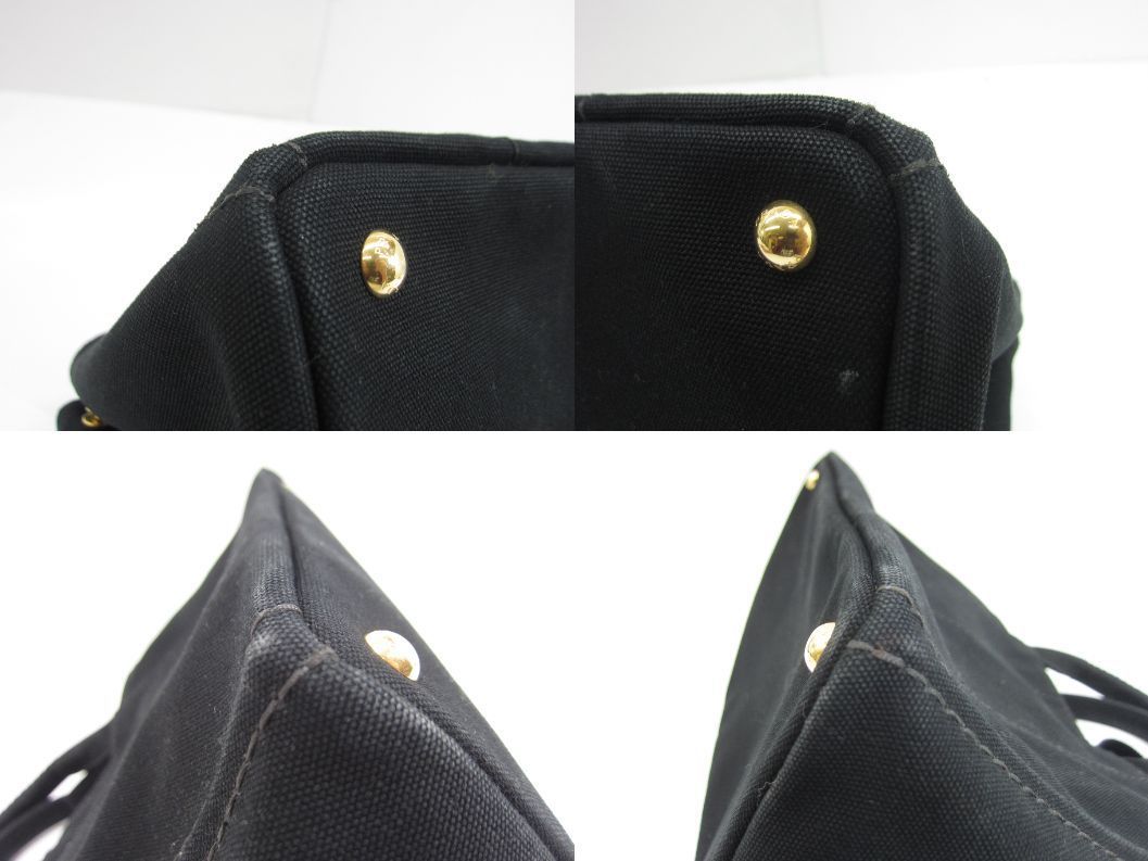 PRADA Canapa 2WAY bag Black キャンバス □UP2858_画像8