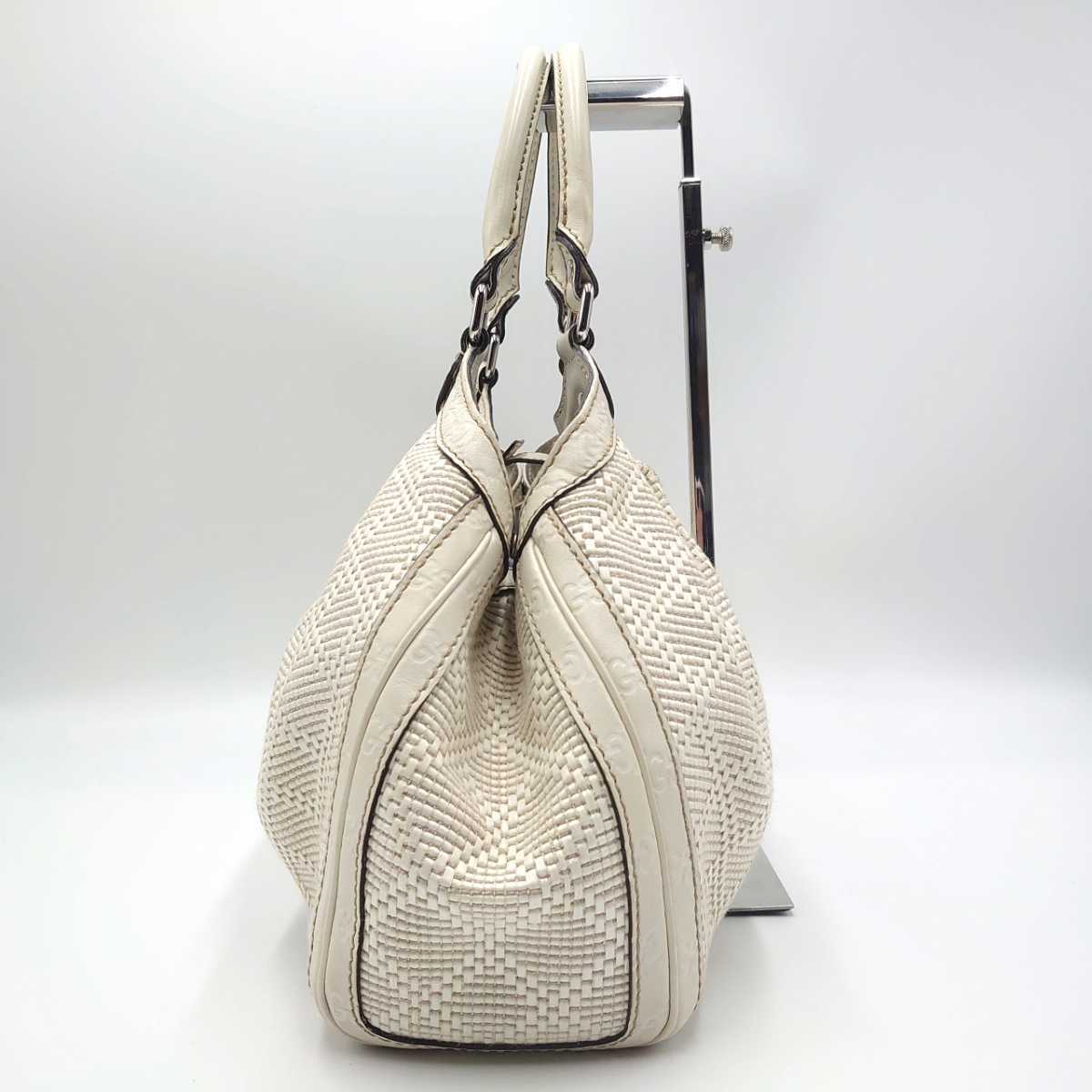 1円【希少美品】GUCCI グッチ スーキー トートバッグ ハンド GG シマ ディアマンテ インターロッキング チャーム レザー ストロー ホワイト 直営通販サイトです 【美品】GUCCI グッチ ディアマンテ シマ スーキー トートバッグ GG トートバッグ
