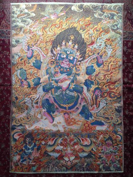 セール　卍　チベット仏教　大黒天（マハカーラ） 90ｃｍ　織物　　　検索；仏像　アート　曼荼羅 　観音 C3,5_画像2