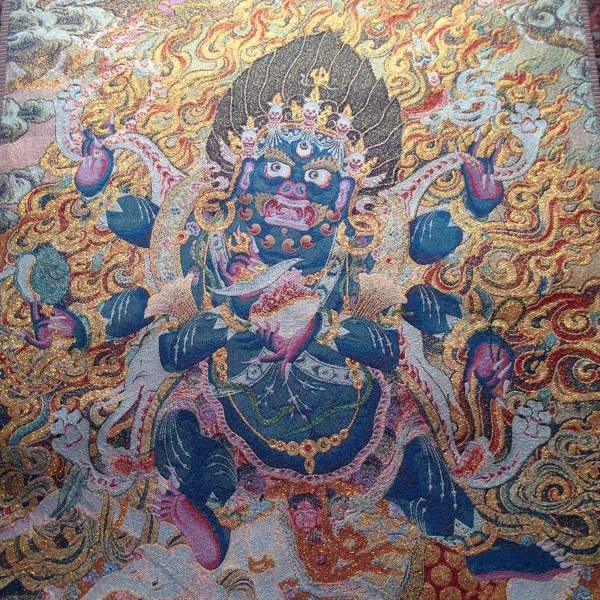 セール　卍　チベット仏教　大黒天（マハカーラ） 90ｃｍ　織物　　　検索；仏像　アート　曼荼羅 　観音 C3,5_画像1