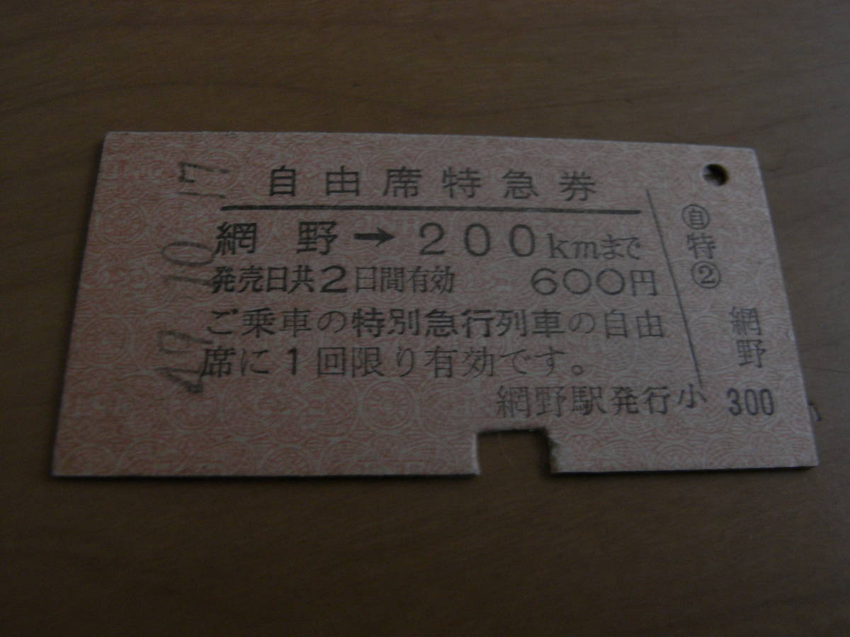 自由席特急券　網野→200kｍまで　昭和49年10月17日発行　網野駅発行　国鉄　宮津線_画像1