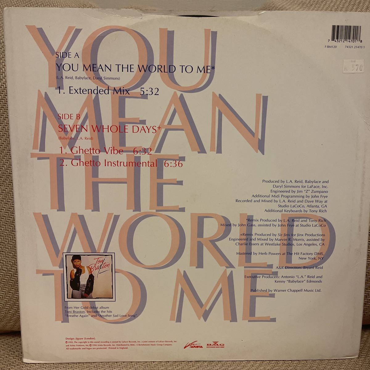 Toni Braxton - You Mean The World To Me UK盤12インチ 隠れ名曲の画像2