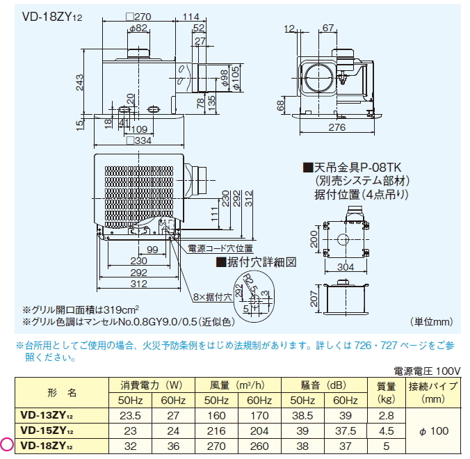 スイスイマート】 三菱 天井埋込形ダクト用換気扇 VD-18ZY12 | www.med