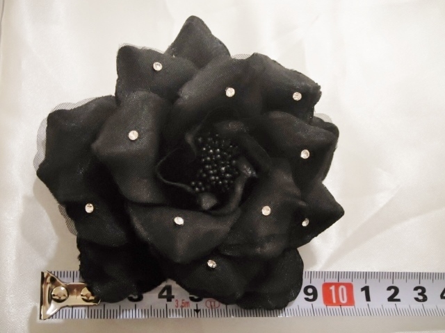 ! new goods corsage hair clip [ high quality / coming-of-age ceremony go in . type graduation ceremony wedding / velour / large flower / flower / rose / rose / Swarovski / black / black ]