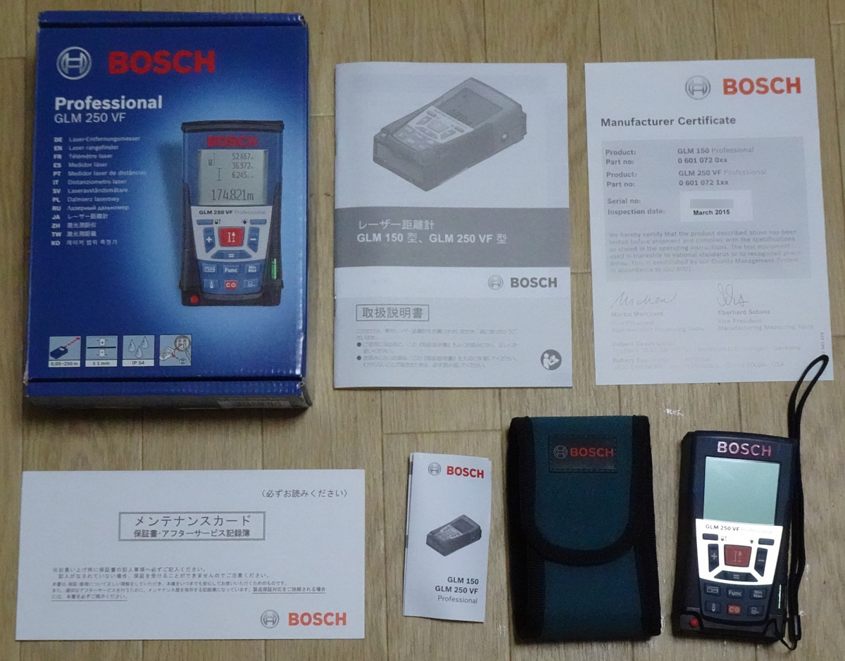 250mまで測定可能 BOSCH レーザー距離計 GLM250VF Professional 美品