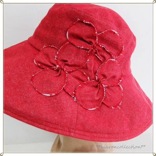  unused * Anteprima * wide‐brimmed hat *.. core &.. reverse side parasol for 1 class shade cloth use shade UV..* red 