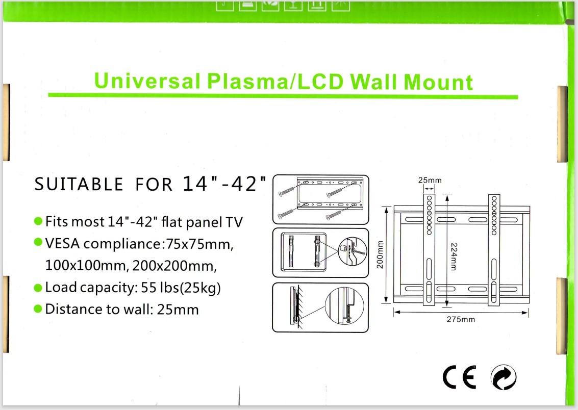 テレビ壁掛け金具14V-32V型水平器付液晶テレビ対応 薄型 耐荷重25kg VESA 規格CE規格品ウォールマウント式_画像3