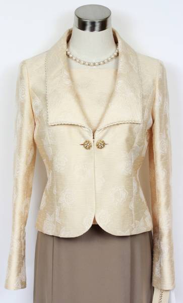 新品 6万 ジャケット 9号 シャンテモア 結婚式レディース クリームベージュ 薔薇 40歳～