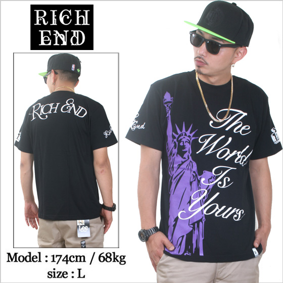 RICHEND/リッチエンド Ｔシャツ【LIBERTY】ブラック×パープル×ホワイト（サイズ：M）アメージング ストリート ギャル ダンス 衣裝 女神