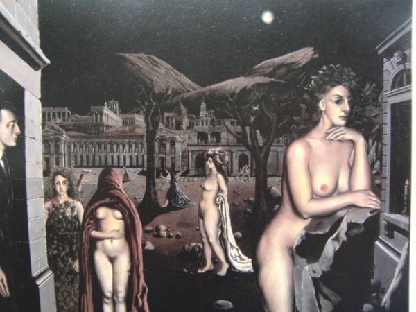 Delvaux、The Sleeping Town、希少画集画、新品額付 人物画