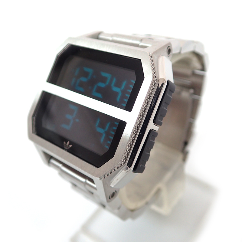 7FQ adidas Originals アディダスオリジナルス デジタル腕時計 ARCHIVE MR2 WATCH クォーツ SS シルバー_画像1