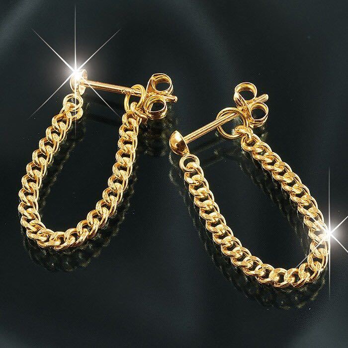 K18 18金 フープピアス ロングピアス 喜平チェーンピアス 綺麗 www.pn