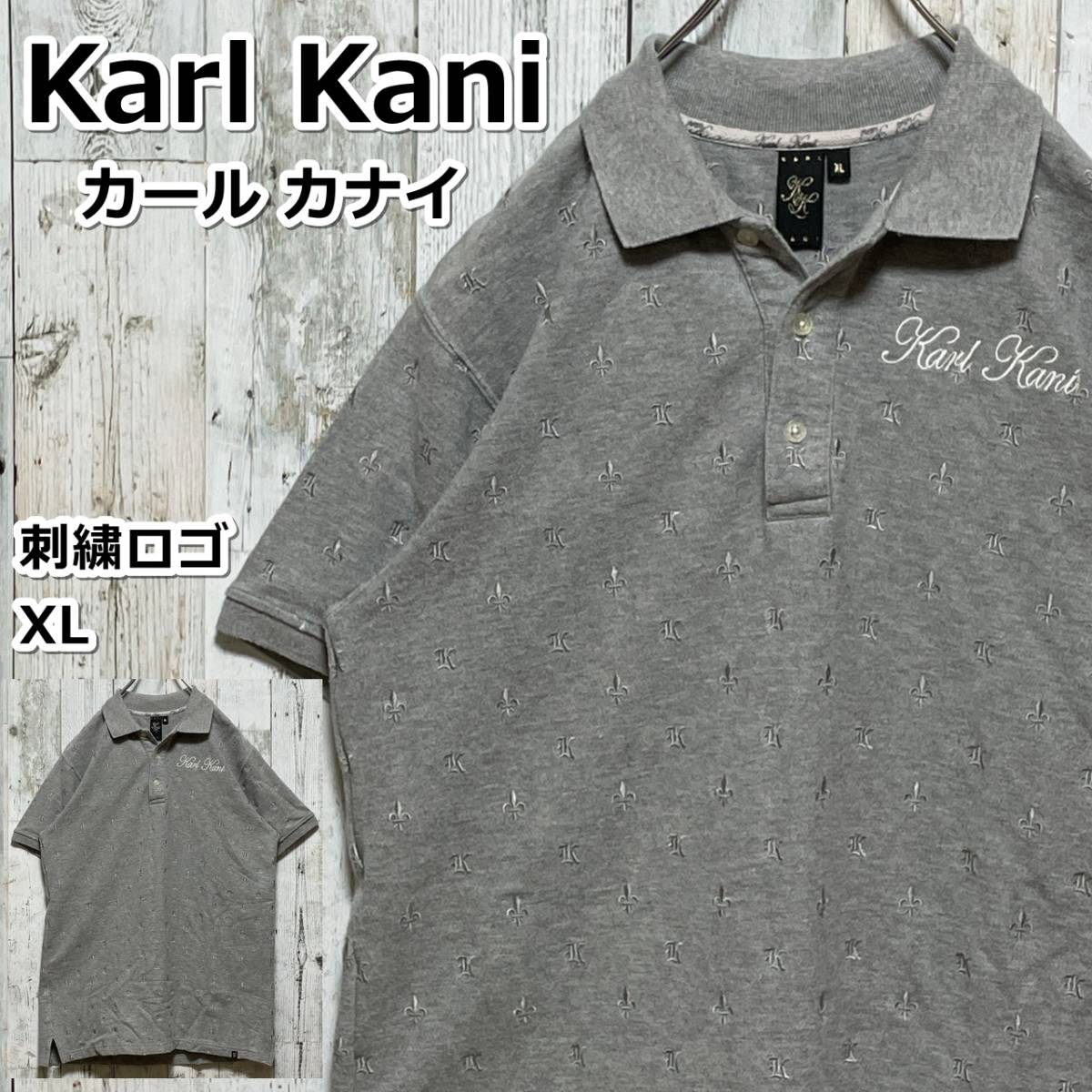 Karl Kani カールカナイ 刺繍ロゴ バックロゴ XL 半袖ポロシャツ XLサイズ以上