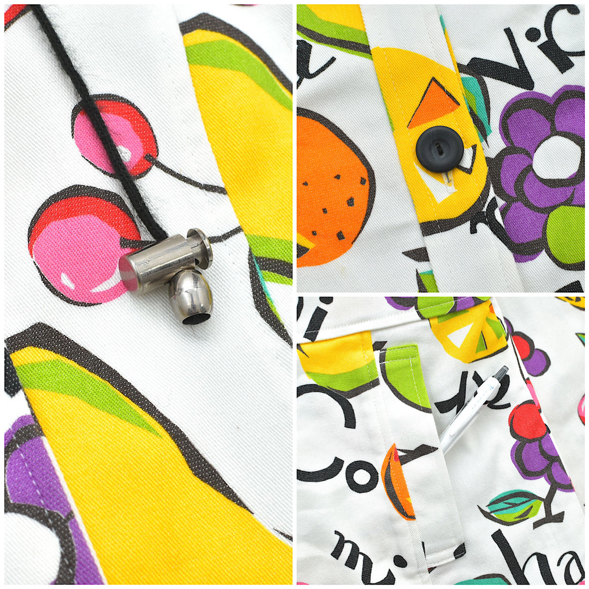 Deformation collar pop art fruit print shirt jktレディース M相当 ポップ デザイン フルーツ 総柄_画像6