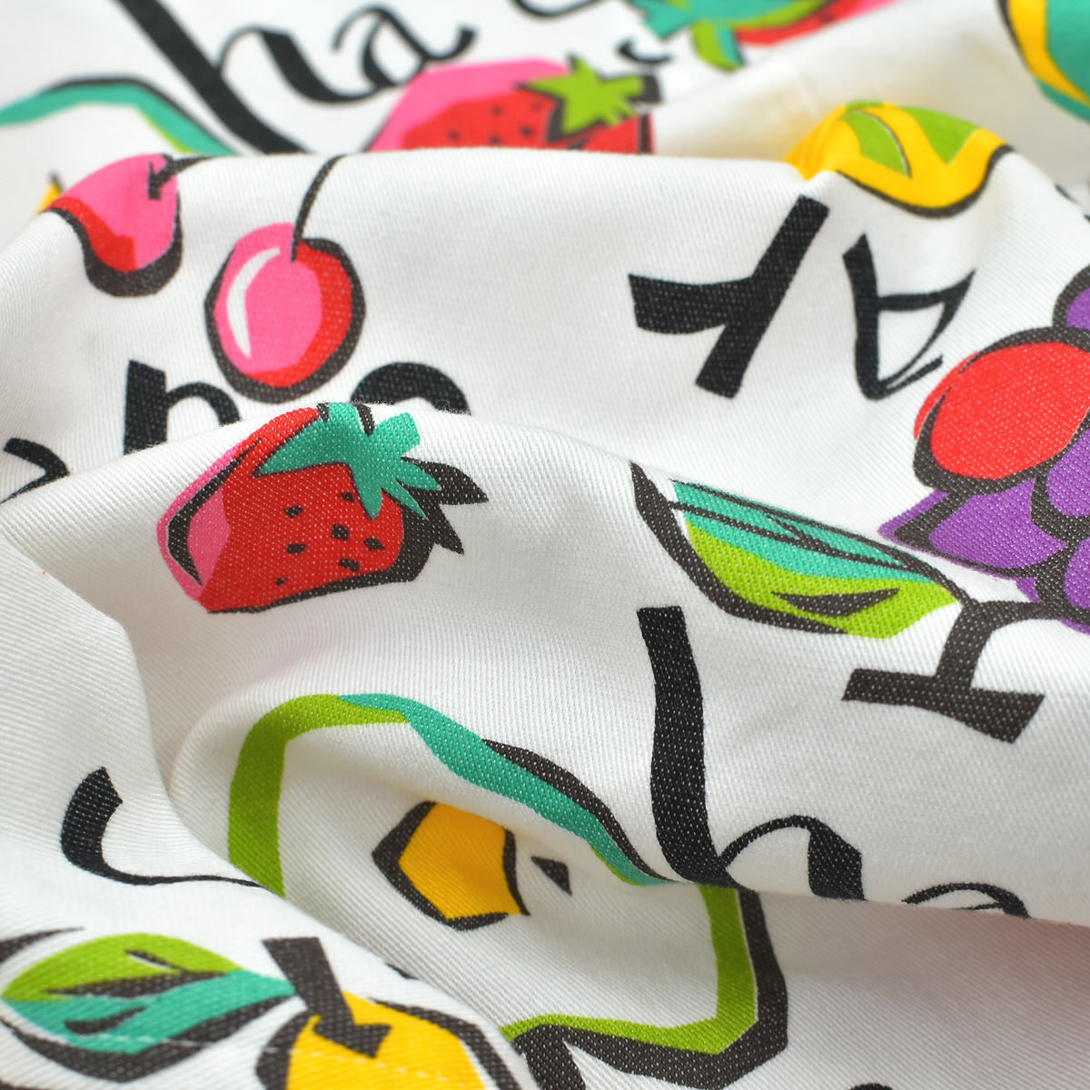Deformation collar pop art fruit print shirt jktレディース M相当 ポップ デザイン フルーツ 総柄_画像10
