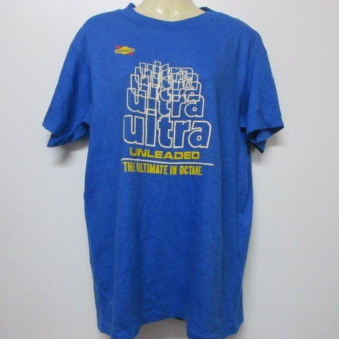 80s アメリカ製　オールド　Tシャツ L 青　SUNOCO エンジンオイル　モーターサイクル ８０年代 ヴィンテージ　USA古着　sy1890_画像2