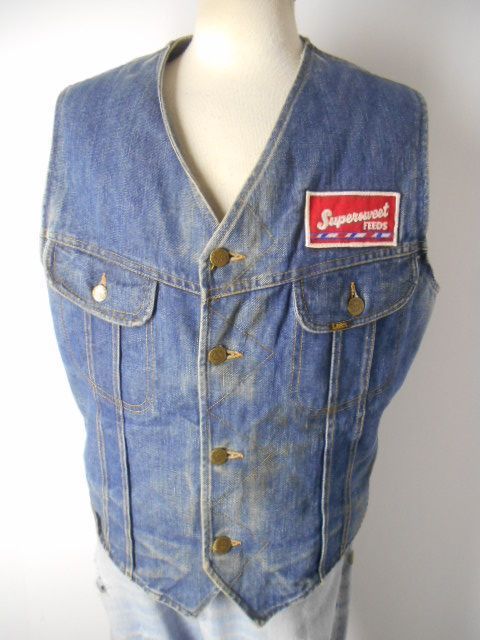 80 -е годы США Lee Vest L Men's Denim Boa Ame Kazi использовал одежду E269