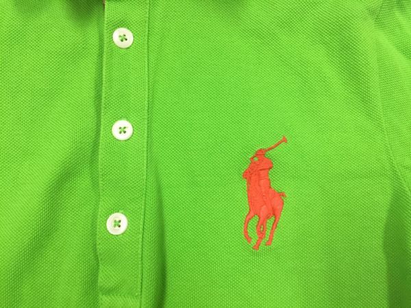 【送料無料】ラルフローレン スポーツ Ralph Lauren SPORT ビッグポニー 刺繍 アメカジ 半袖ポロシャツ レディース 小さいサイズXS 黄緑_画像3
