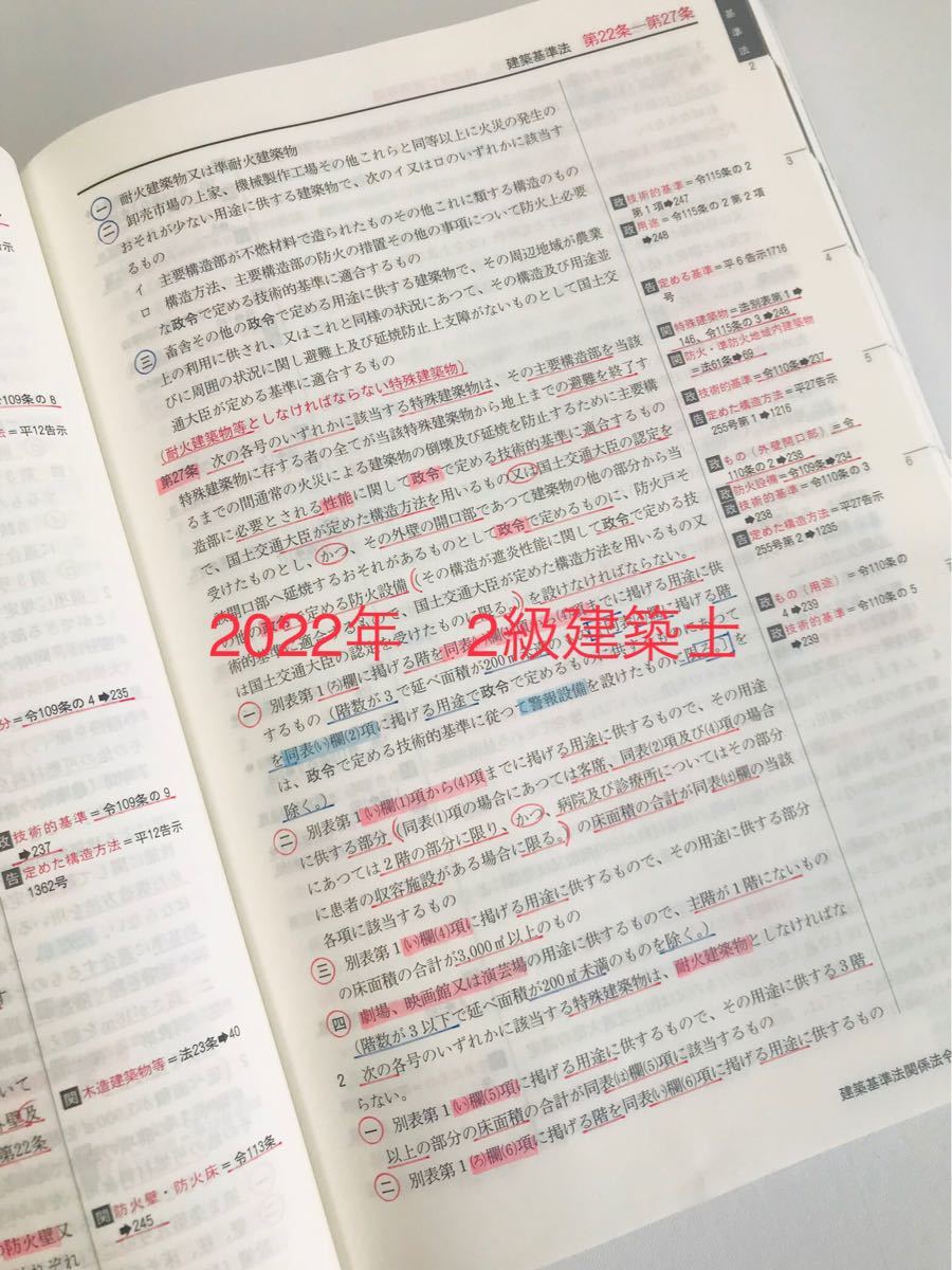 建築基準法関係法令集 2022年 2級建築士 線引済 インデックス 日建