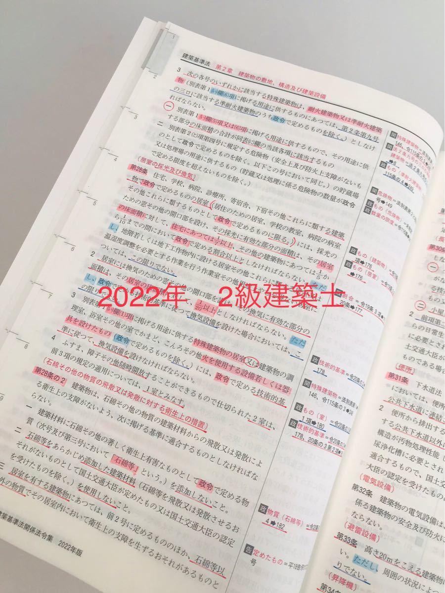 建築基準法関係法令集 2022年 2級建築士 線引済 インデックス 日建