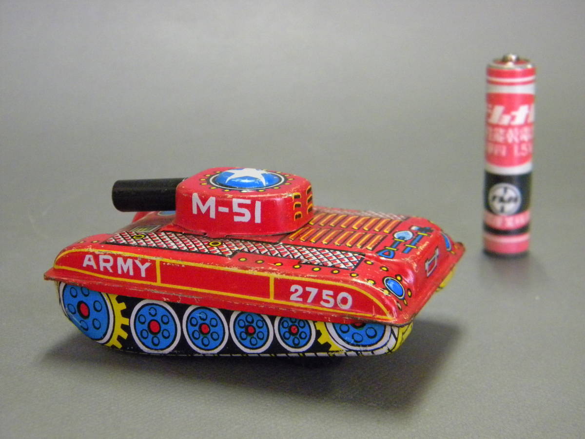 当時物 ★★ミニブリキ M-51 アーミータンク 戦車 !! 日本製ブリキ 作動確認 ARMY TANK Tin Toys「定形外/LP可」未使用 デッドストック品_画像3