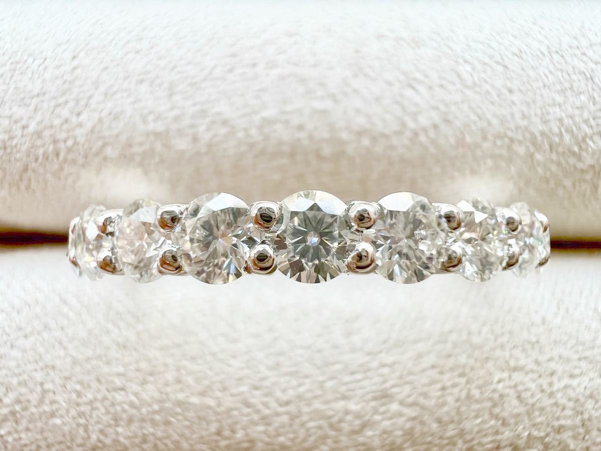 モアサナイトダイヤモンド ハーフエタニティリング 0.9CT Dカラー VVS1