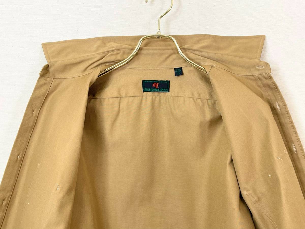  rare { Dead Stock / ABERCROMBIE&FITCH }70s 80s dead [ Abercrombie & Fitch chino Cross Vintage Camel shirt L yellowtail tissue Hong Kong ]