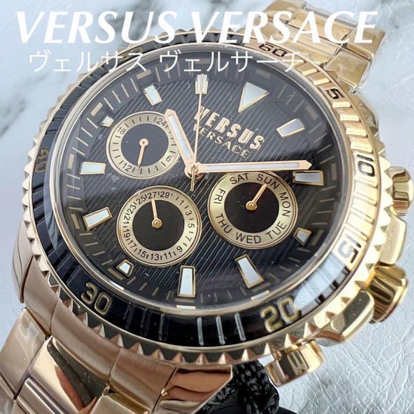 新品未使用】定価3.9万円 VERSACE ヴェルサーチ メンズ腕時計ゴールド