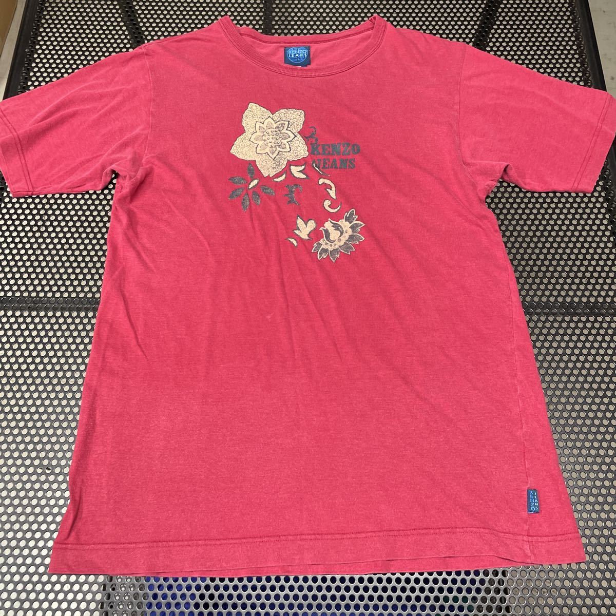 ケンゾー KENZO 半袖 プリント Tシャツ エンジ FREE サイズ表記（身幅からだとMぐらいです オールド 80s 90s_画像2