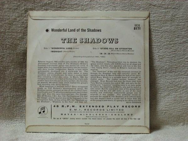 EP★SHADOWS★Woderful Land Of The Shadows UK Turquoise Columbia オリジナル_画像3