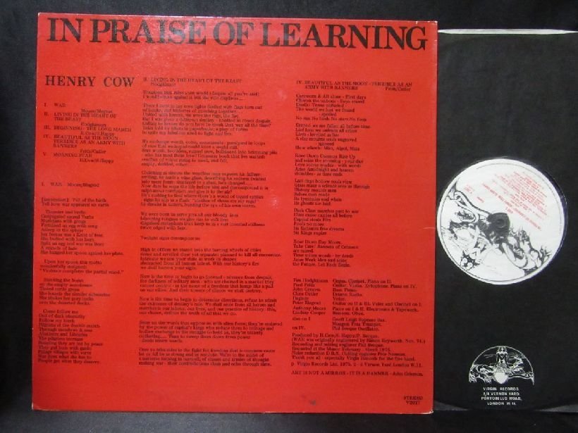 Henry Cow★In Praise of Learning UK Virgin オリジナル_画像2