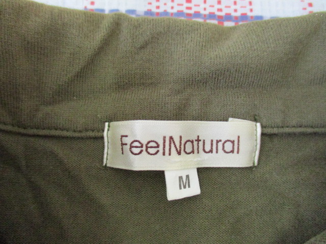 ★ニッセン FeelNatural 衿付きスキッパー 半袖Tシャツ カーキ系（M）_画像4