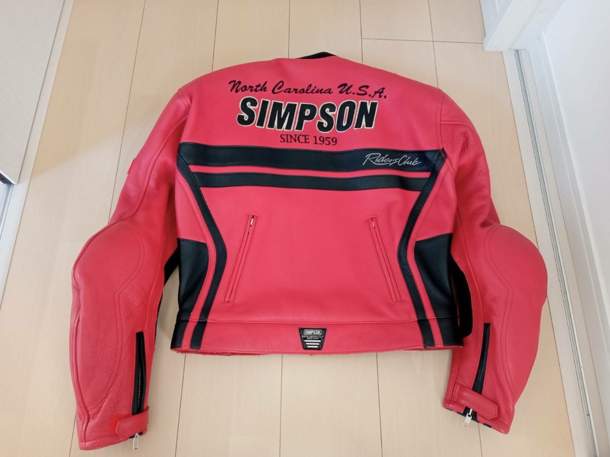 【美品】シンプソン SIMPSON バイクウェア レザージャケット レザーパンツ レーシングスーツ 2ピースツナギ