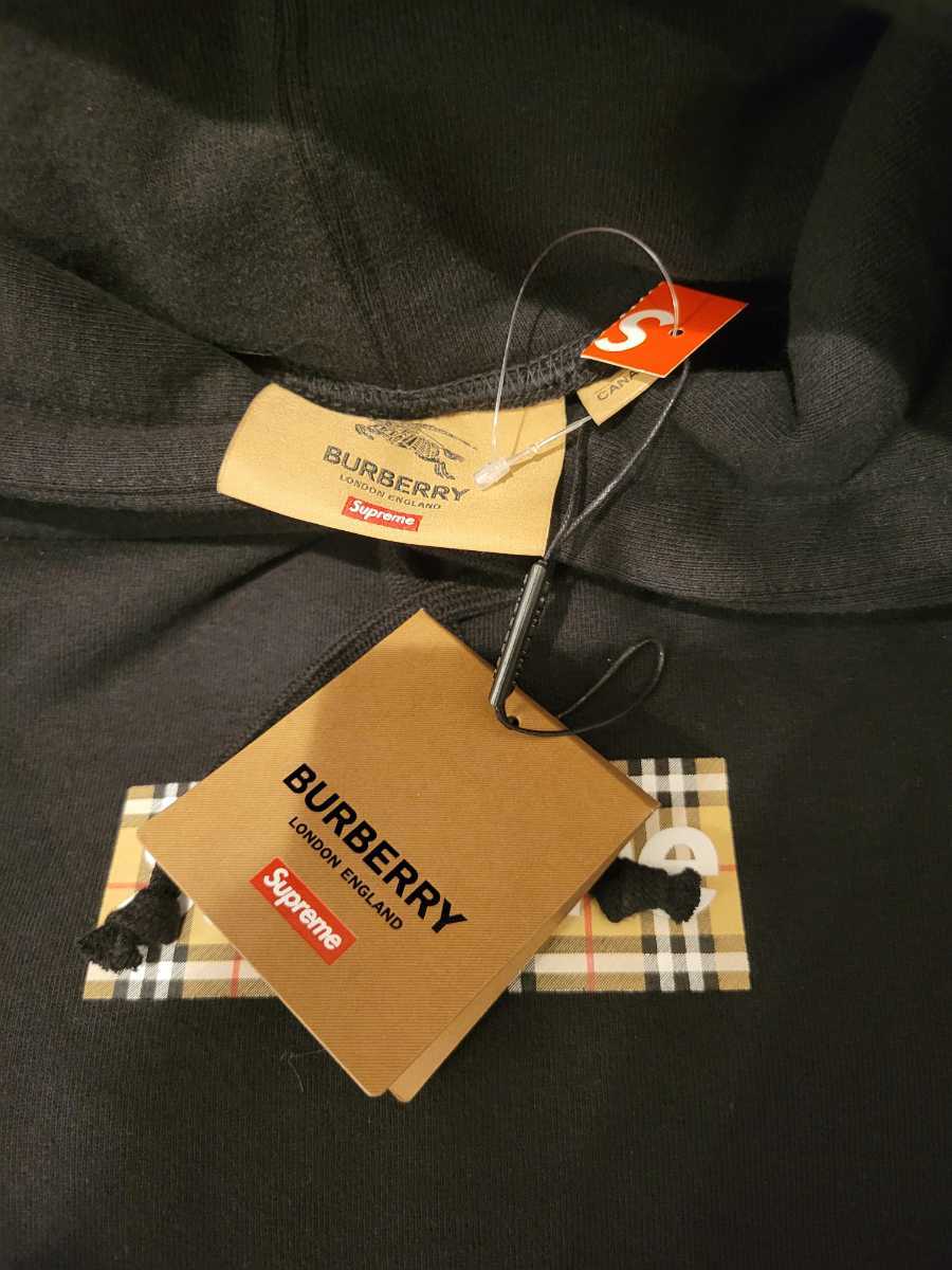 Supreme×Burberry Box Logo Hooded Sweatshirt Black ブラック 黒 M 驚きの値段 Burberry Supreme Box Mサイズ Hooded Logo パーカー